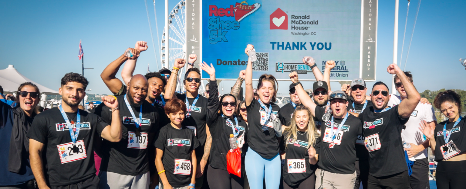 Home Genius employees celebrate their longtime sponsorship of the Ronald McDonald House Washington DC Red Shoe 5K